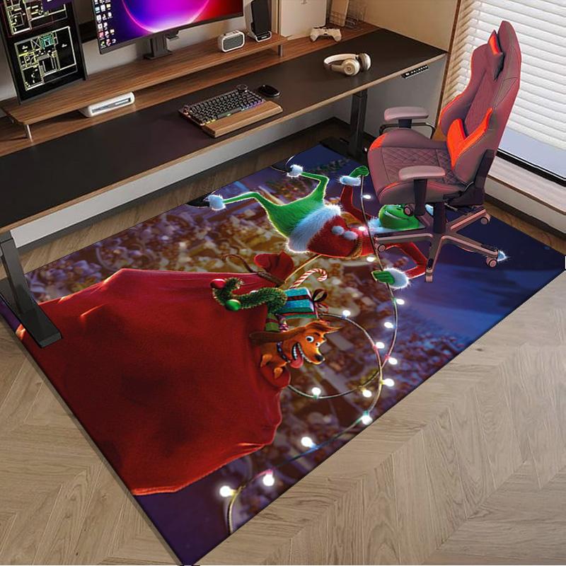 Green Monster Christmas Spirit Carpet, Chair Rug,Rug for Office Bedroom Living Rooms, Doormat Decor Fan Gift Christmas Gift