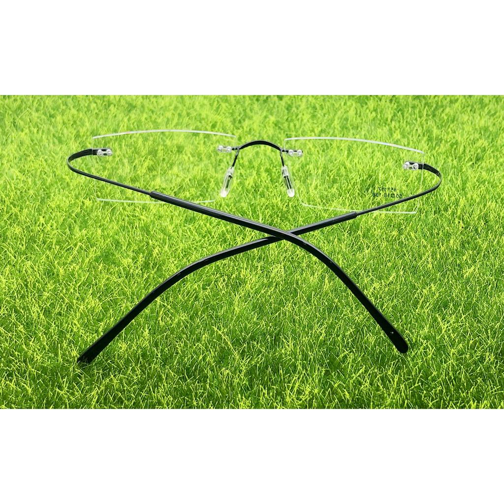 RSINC Randlose Fassung/Brille/Brille für Männer & Frauen Nicht faltbar N1 (857117 50-18-138, Schwarz Schwarz) 857117 50-18-138, Schwarz Schwarz