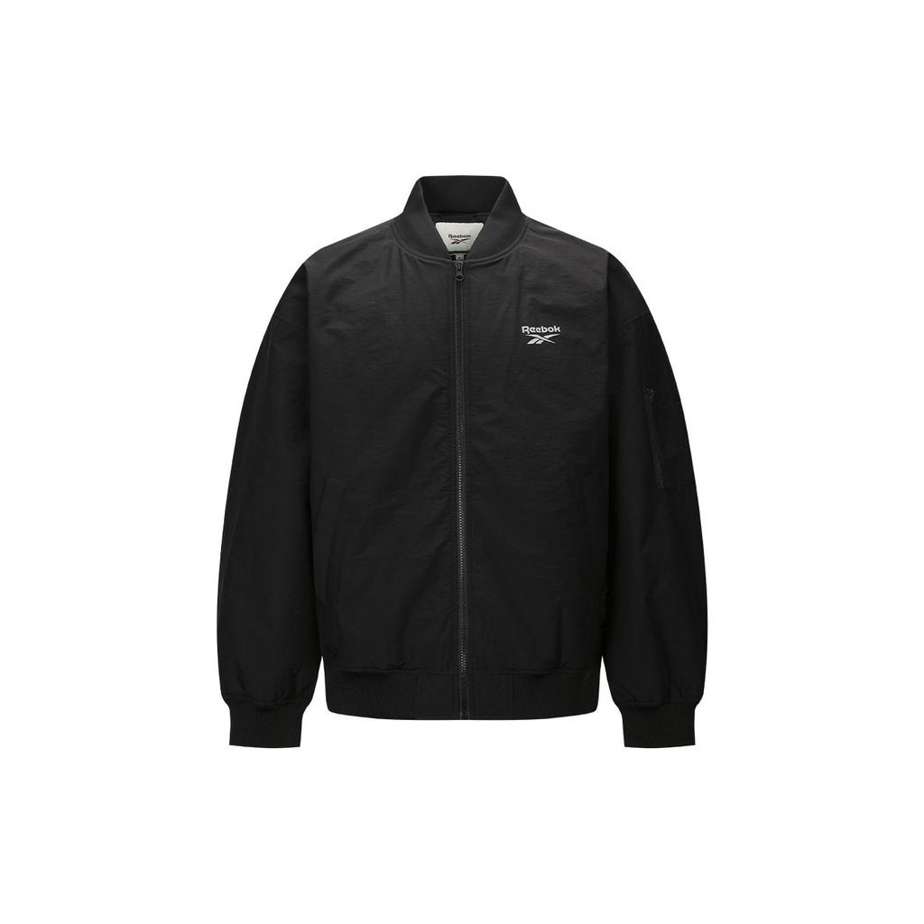 Reebok Solid Color Casual Versatile Jacket Unisex Jacket Black 24FRE201UGH0