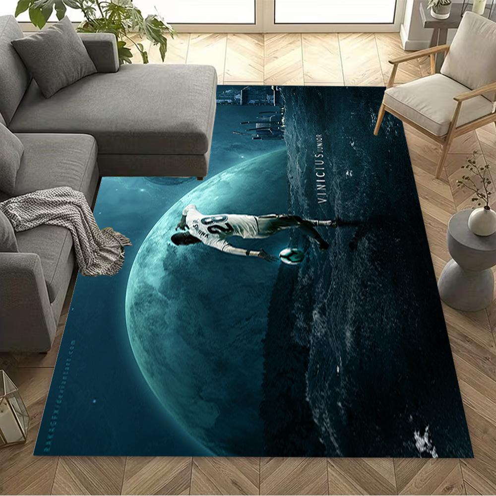 Space Football Adventure Carpet Design for Dormitory Playrooms Study room Balcony Anti-slip Rug Anime Office Decor Wedding Party Gift