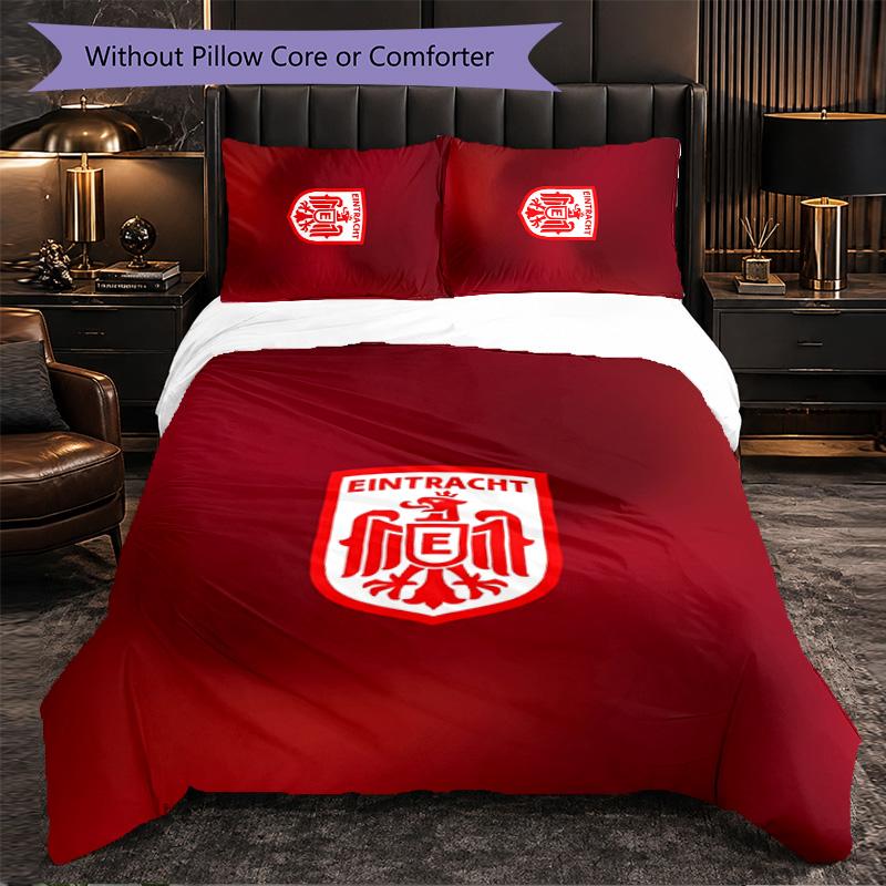 Eintracht Frankfurt Calcio Set Biancheria da Letto 3 Pezzi Morbido Copripiumino con Federe Set Decorazione Camera da Letto per la Casa