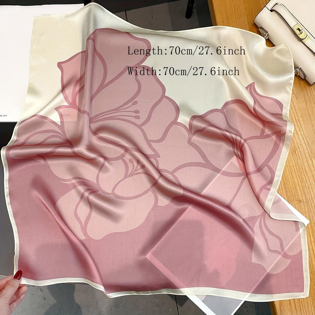 27.5" Simple Seagull Printed Square Scarf Stylish Imitation Silk Satin Shawl Spring Autumn Thin Sunscreen Headscarf For Women