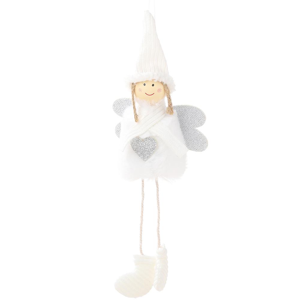 Lovely Mini Xmas Tree Plush Hanging Leg Angel Pendant Home Decoration Kids Gift