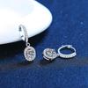 One Carat Moissanite S925 Sterling Silver Egg-Shaped Dangle Earrings for Women