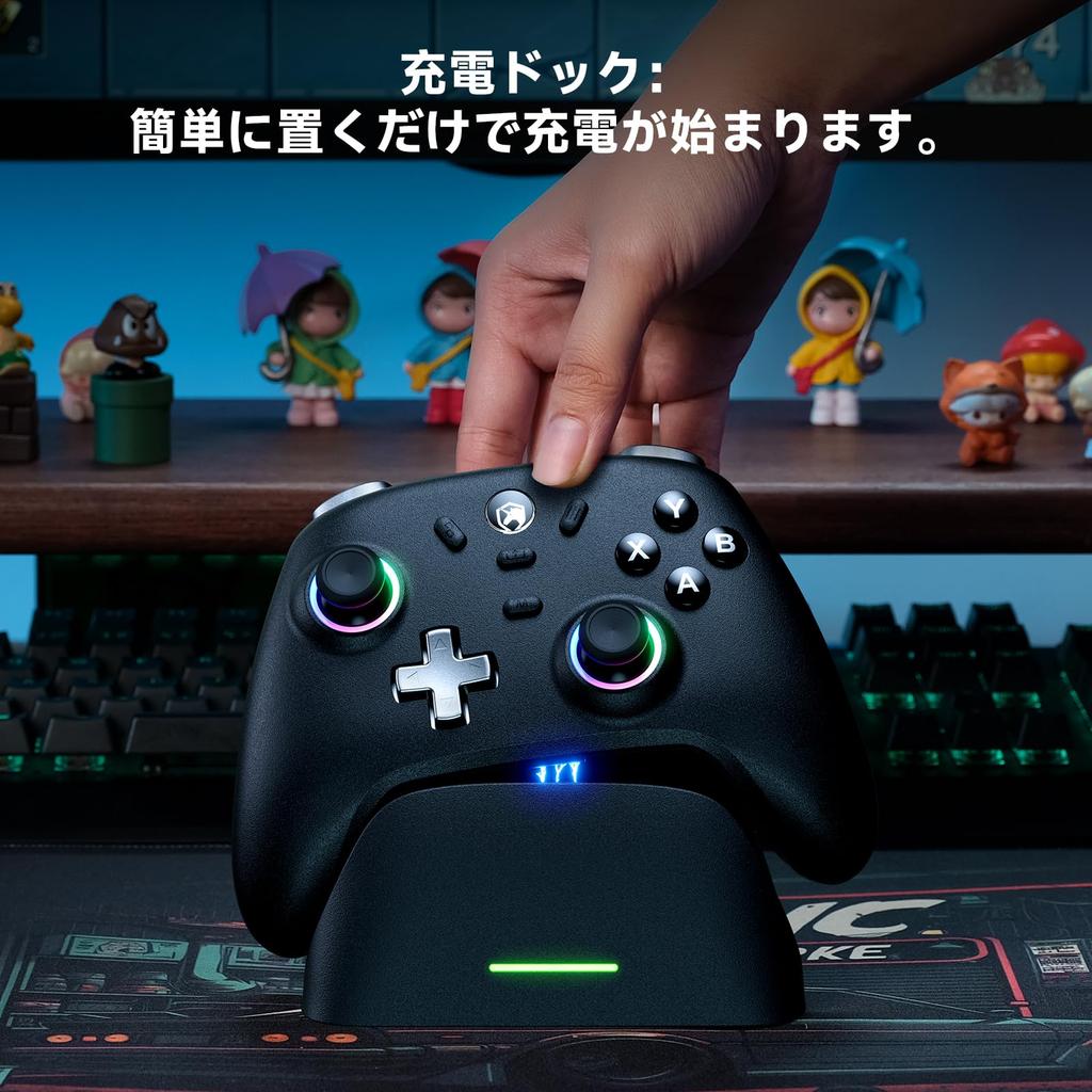 PC Controller with Charging Hall Effect RGB 1000Hz Polling Turbo Vibration 800mAh Compatible with and Dock, Wireless/Wired Connection, 2.4G Receiver,