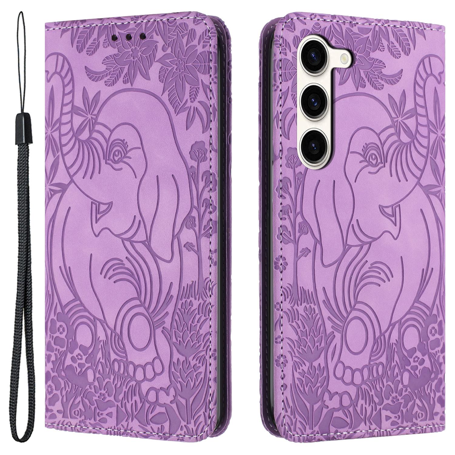 For Samsung Galaxy S23 Case Leather Magnetic Wallet Phone Cover Elephant Pattern B