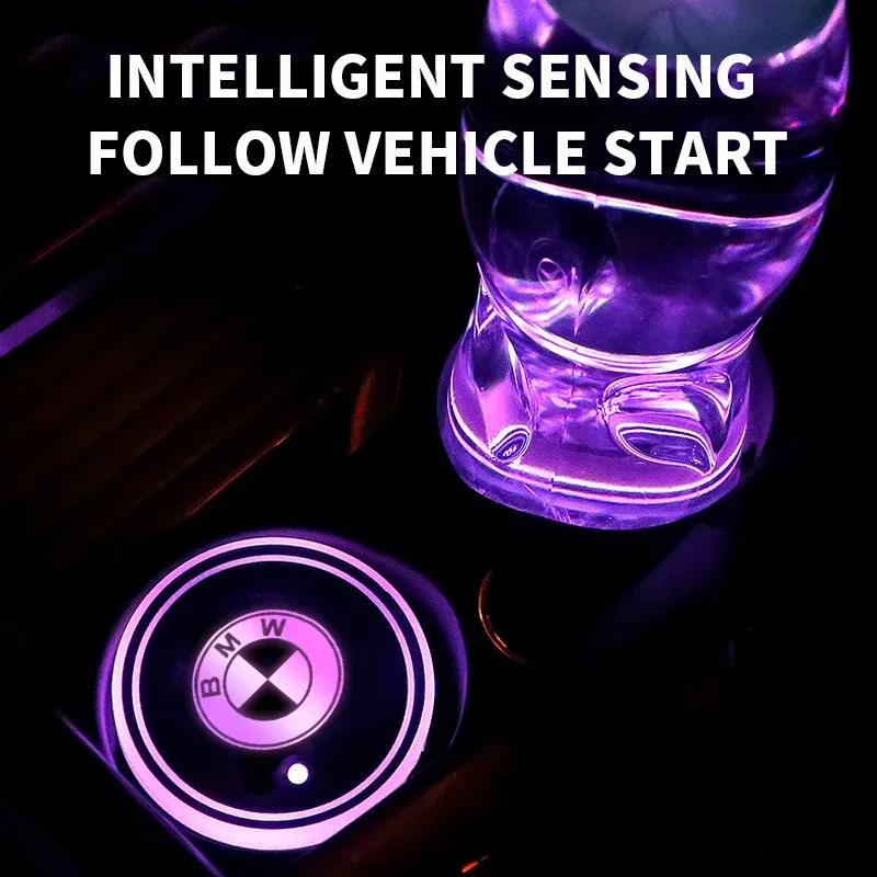 7 Color LED Car Cup Holder Light Luminous Coaster Water Cup Pad Accessories For BMW E30 E36 E39 E46 E60 E90 G20 G30 X1 X3 X5 M