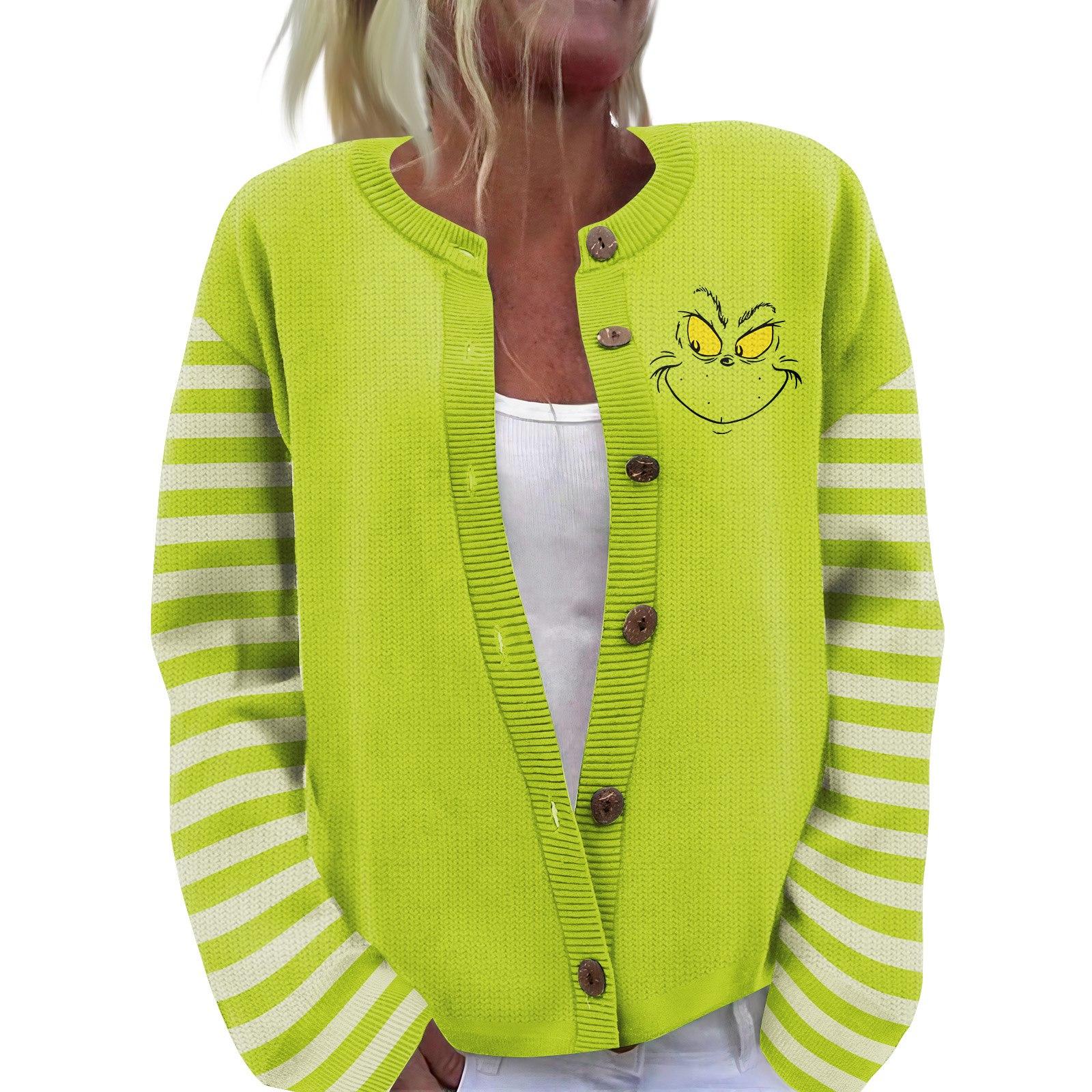 

Women s Christmas Print Knitted Sweater Cardigan S