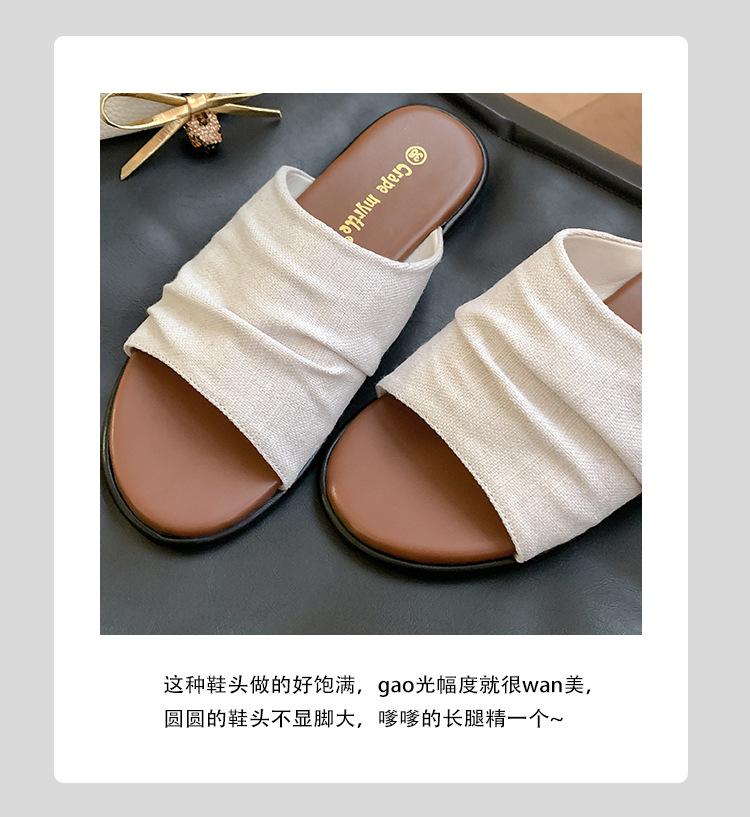 

2025 Бангкок шлепанцы курортный ветер пляж лен шлепанцы на плоской подошве женские шлепанцы для улицы лето 40