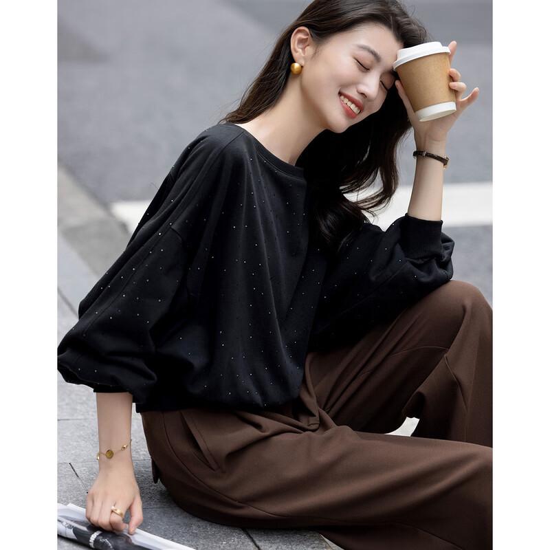 Demana Cloud Oxygen Cotton Sequin Round Neck Sweatshirt