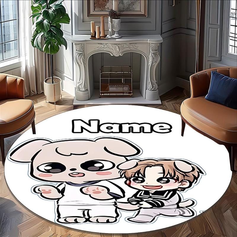 Customizable K-Kpop Team1 Round Non-Slip Carpet - Ideal for Garden, Picnic, Office, Perfect for Decoration, Suitable For All Seasons