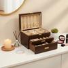 3 Layer Jewelry Organizer Drawer Jewelry Box Multifunctional Earrings Bracelet Ring Jewelry Case Display Box Black Walnut