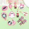 Set of 10 Mixed Rose Red and Pink Alloy Skull Pendant Charms for DIY Jewelry