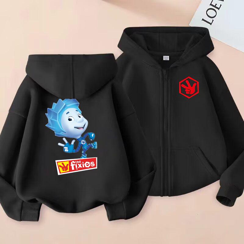 Zip Up Sweatshirts The Fixies Printed Hoodie Children Clothes Kid Girls Boys Sweatshirt Cartoon Zipper Hoody Baby Casual Tops
