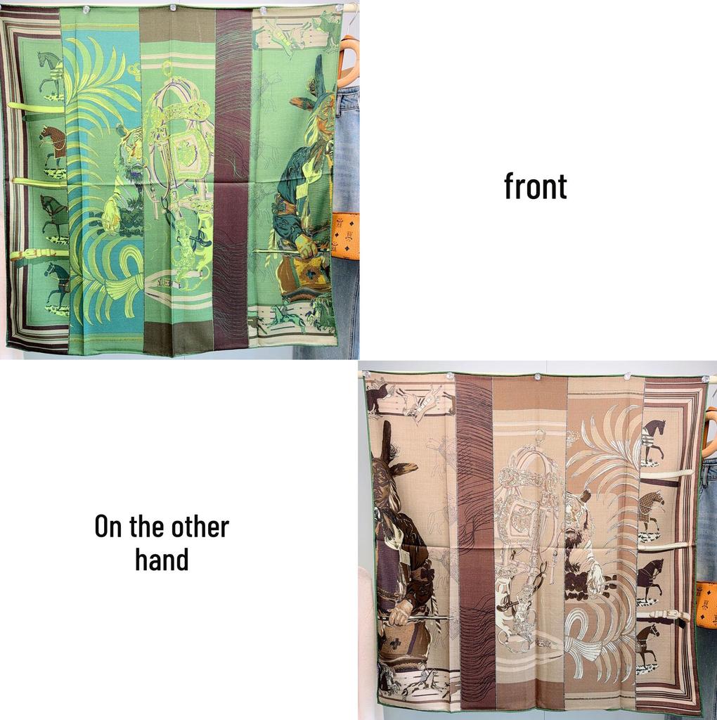 Reversible Mulberry Silk Scarf: Hand-Rolled Edge, Double-Sided Print for Autumn & Winter