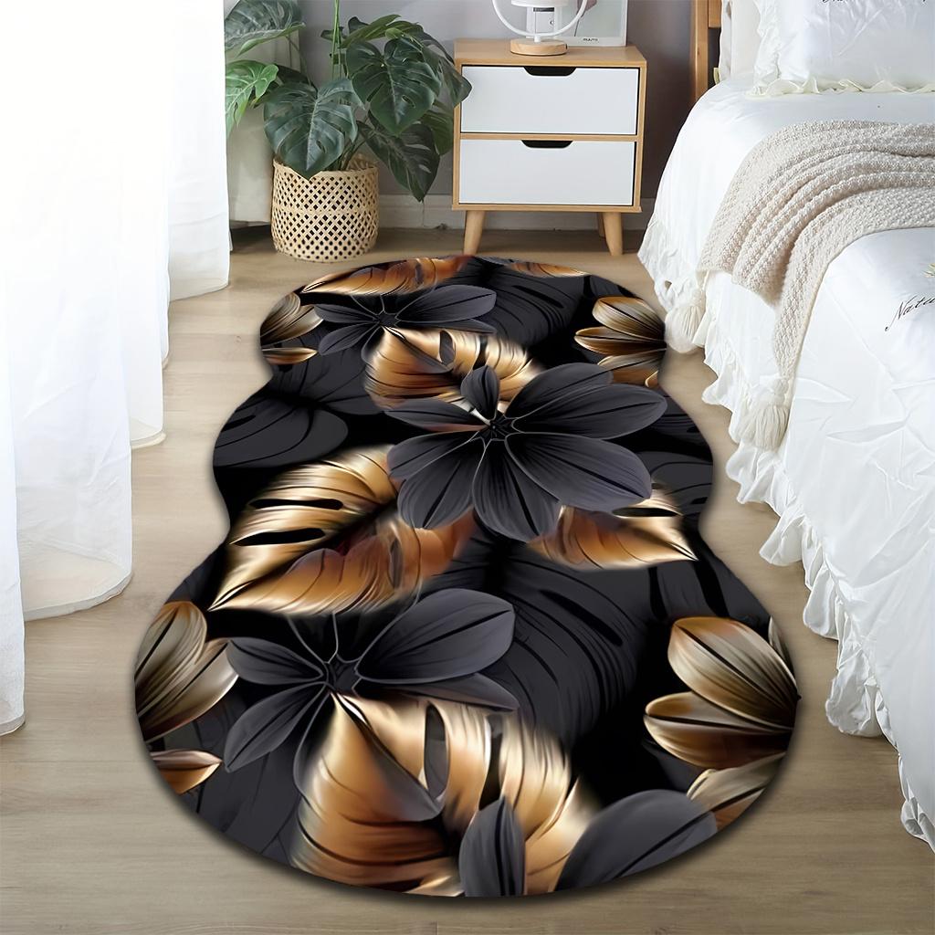 1pc Luxury Tropical Floral Carpet, Durable Non-Slip Washable Indoor Rug For All Seasons, Halloween Thanksgiving Christmas Decor