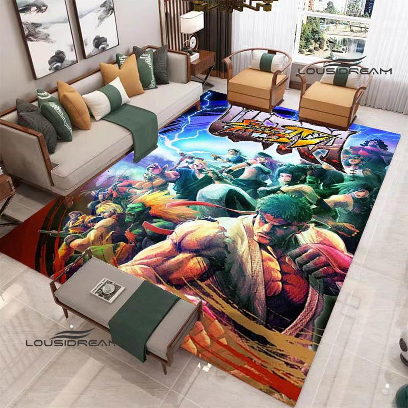 Klassisches Spiel Street Fighter Bedruckter Teppich Wohnzimmer Schlafzimmer Teppich Rutschfeste Fußmatte Foto-Requisiten Geburtstagsgeschenk