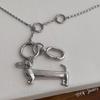 Cartoon Dog Pendant Necklace With Long Beaded Chain Versatile Fashion Statement Clavicle Jewelry Accessory