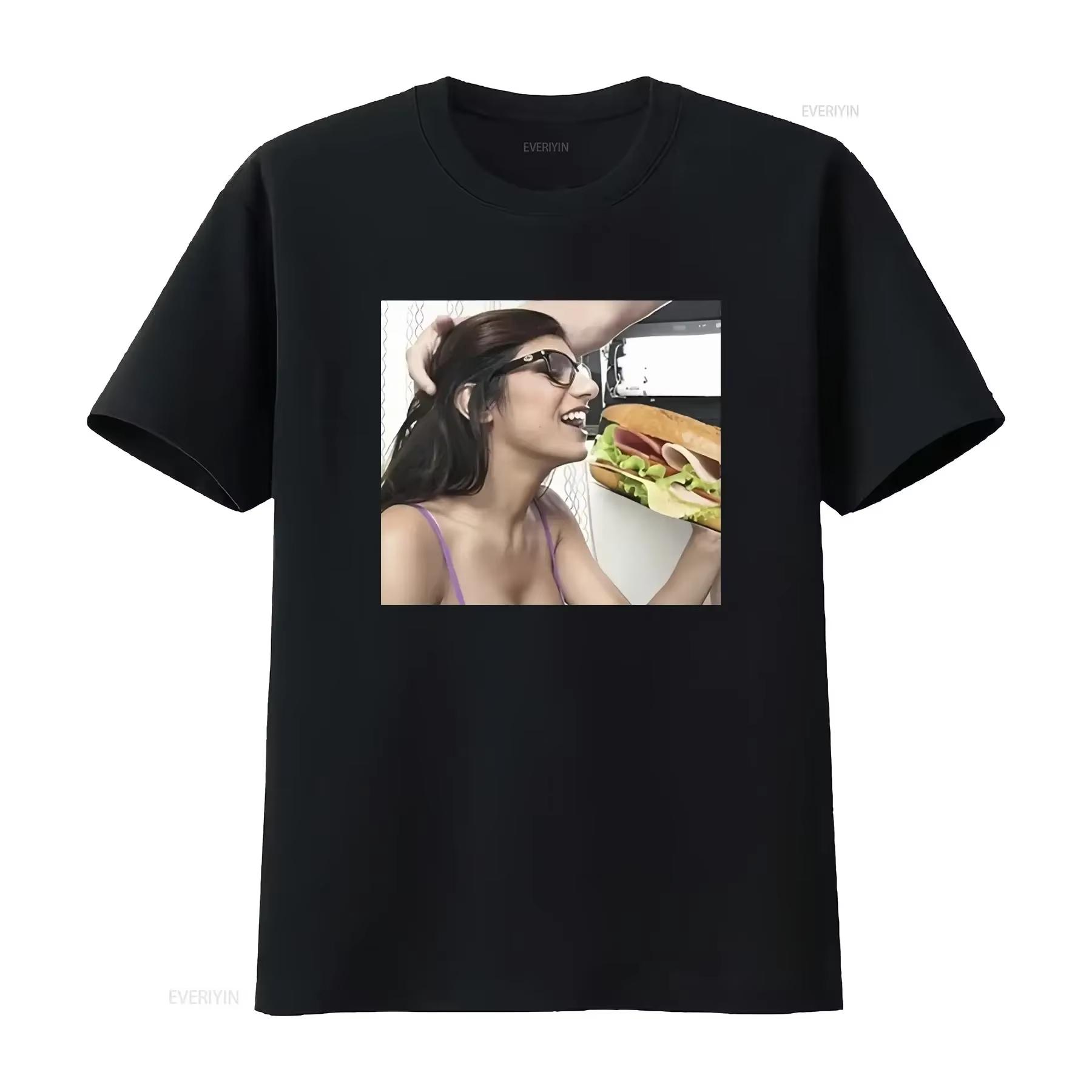 

Mia Khalifa Star Eating Sandwich T Shirt Available in S To 4XL Sizes Vintage Washed Women Clothing Vintage 4XL
