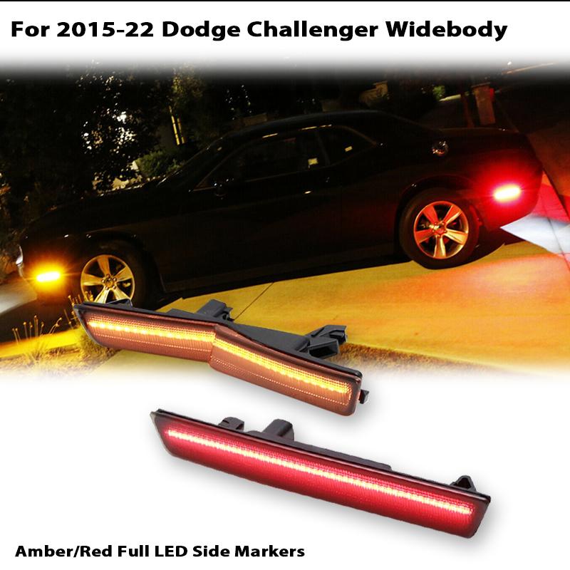 4pcs Car Lamp For 2015-2022 Dodge Challenger SRT Hellcat Widebody  Front & Rear Side Marker Lamps ,Turn Signal Parking