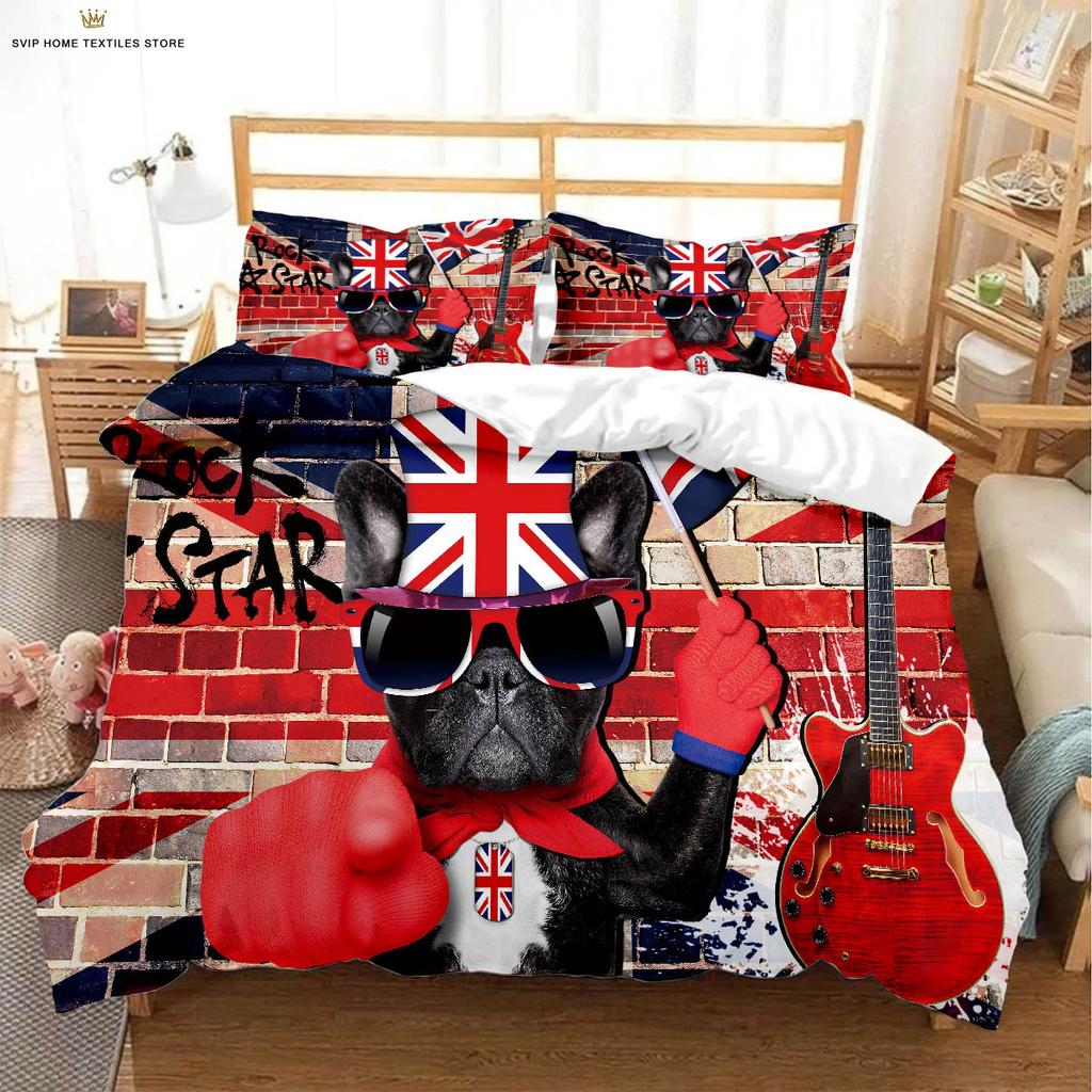 Comforter Cute Dog Animal 3D Stereo Printing Bedding Set Three-Piece Set Can Be