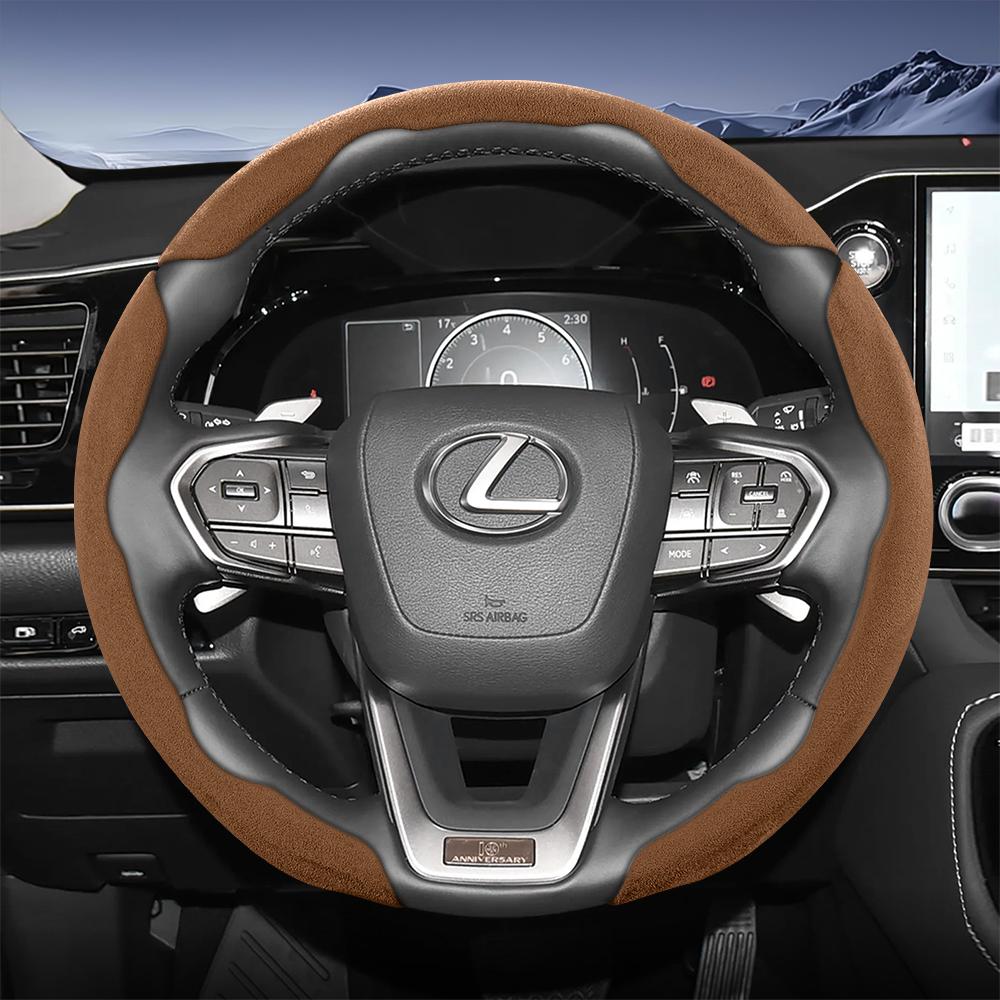 Suitable for Lexus Sports Suede Steering Wheel Cover, Split Snap-On Type, Non-Slip and Durable, for Models Such as Rx Nx Es Gx Lbx Ux Is Rz Lx