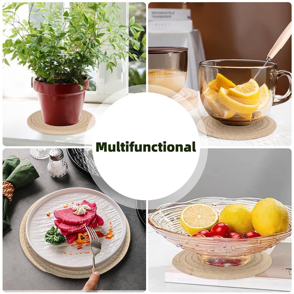 Multi Sized Plant Mat Round Woven Mats Simple Household Thick Heat Insulation Placemats Anti Scald Table With Thick Cushion