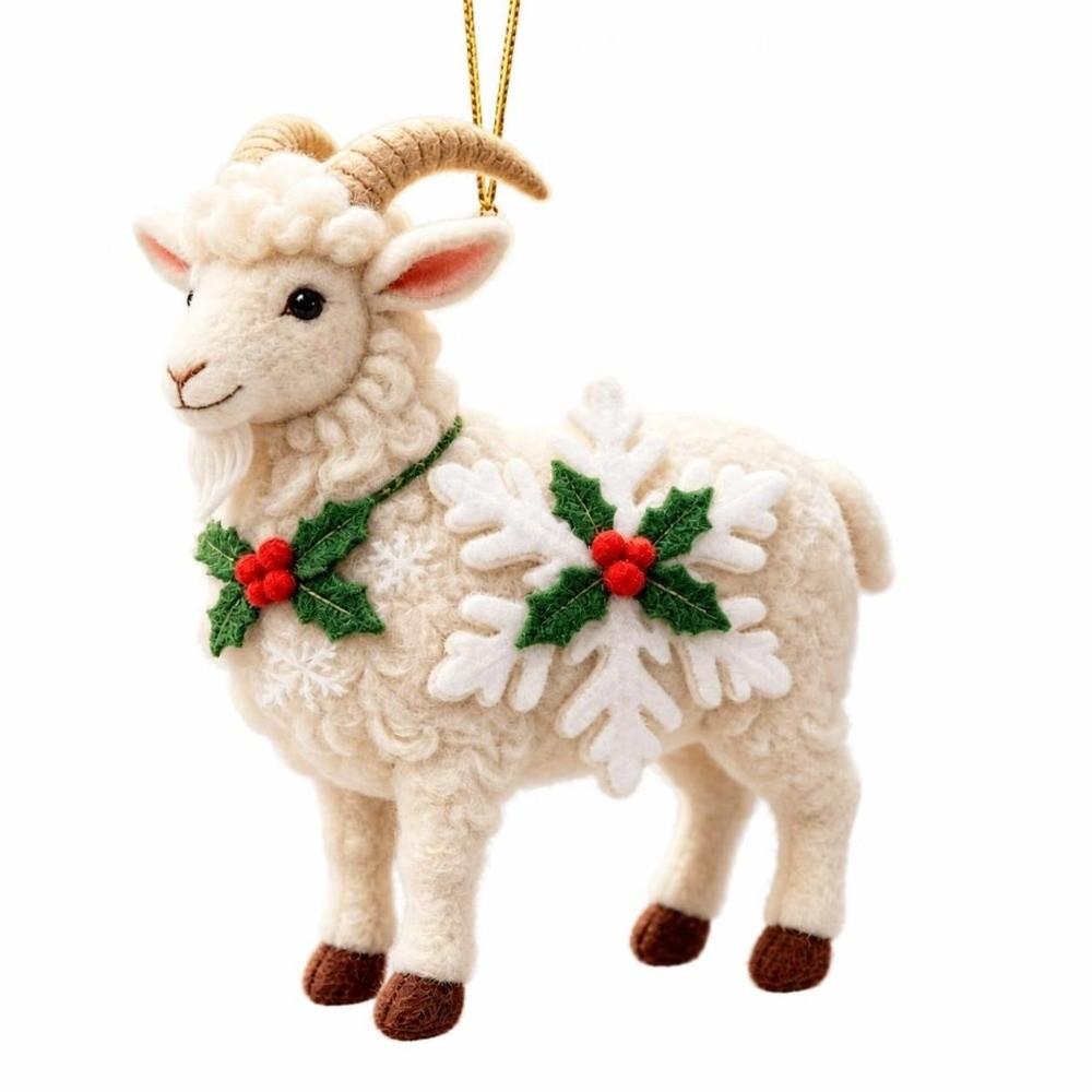 Acrylic Goat Pendant with Snowflake Goat Car Ornament Goat Hanging Ornament Christmas Tree Decor