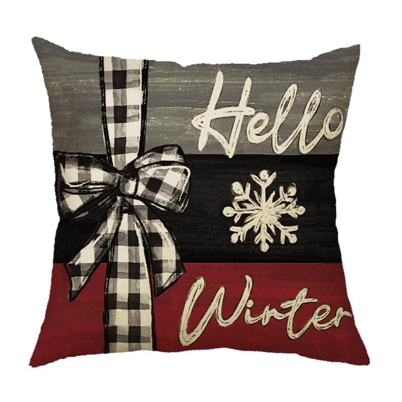 Christmas Pillow Cover Linen Printed Home Sofa Cushion Cover Car Headrest Office Pillowcase Christmas Party Decoration