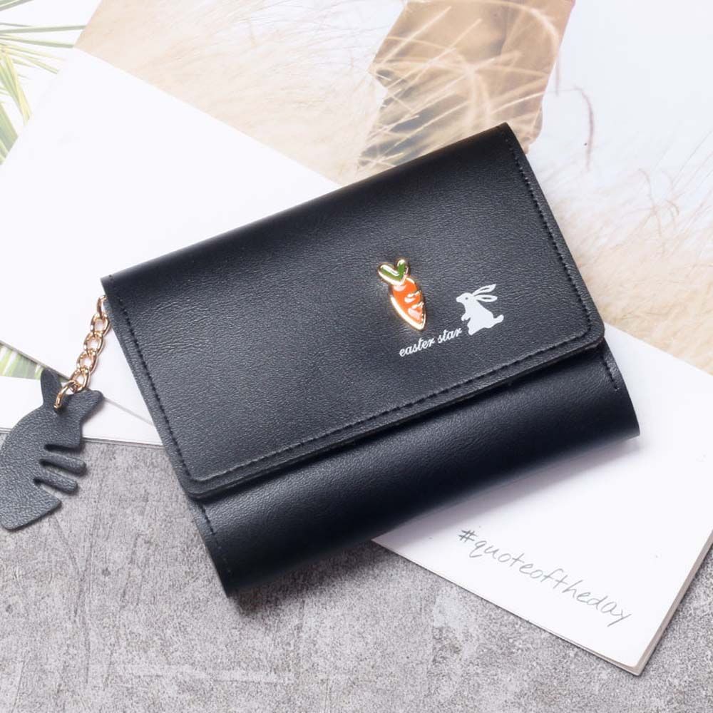PU Leather Rabbit Carrot Korean Money Bag Women Wallets Card Holders Small Coin Purse