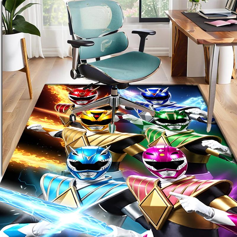 Mighty Morphin Power Rangers Pattern Rug, Indoor/Outdoor Mat, for Picnic, Gameroom, Bedroom, Office, Living Room, Home Decor Carpet, Birthday Gift