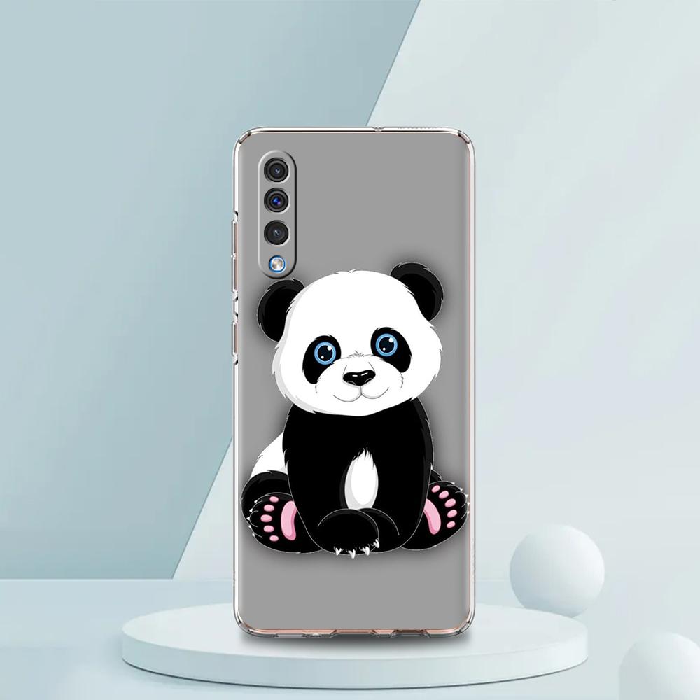 Cute Animal Panda Luxury Transparent Phone Case for Samsung Galaxy A12 A02 A03S A50 A70 A40 A10 A20 A30 Cover Silicone Shell Bag