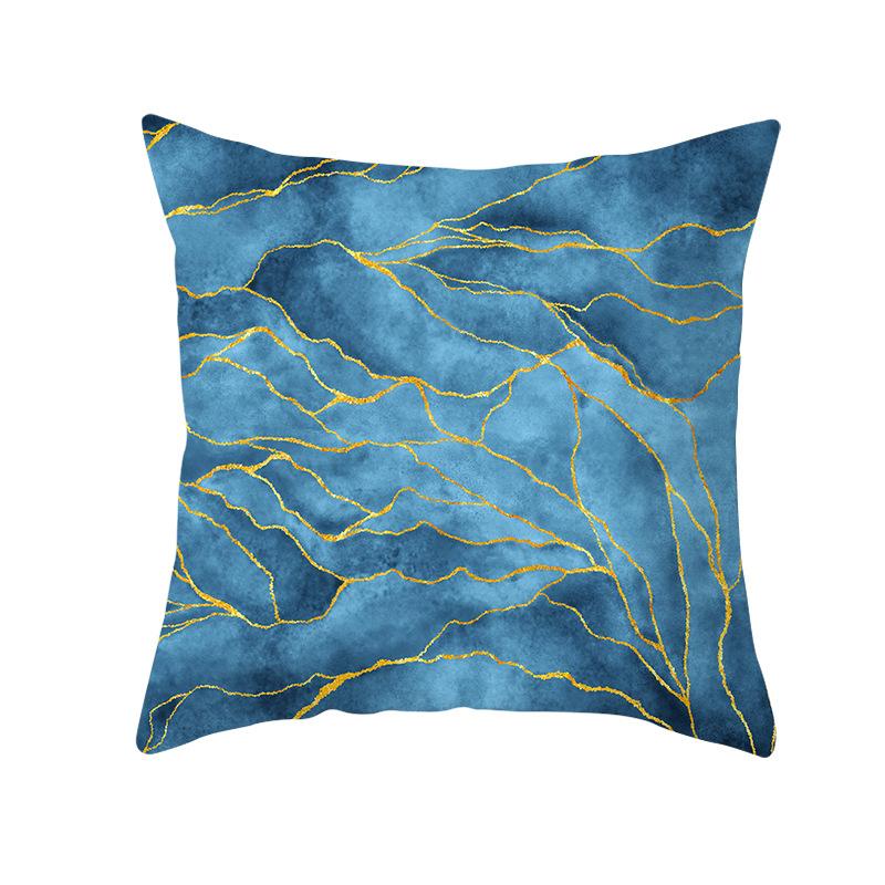 New Blue Ink Abstract Pillowcase Gold Edge Inkjet Art Home Sleeping Pillow Cushion Cover