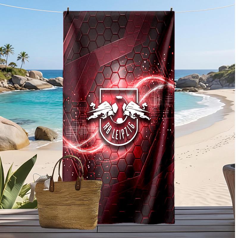 RB Leipzig Football Print Beach Towel, Large Soft Quick Dry Towel for Beach Camping Swimming