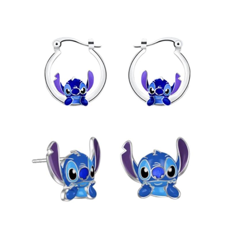 Stylowe i Urocze Kolczyki Sztyfty z Kreskówką Stitch Dla Dzieci i Dorosłych