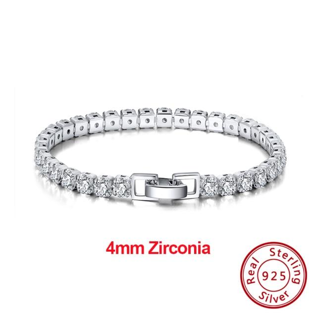 

Подлинный теннисный браслет из стерлингового серебра 925 пробы с прозрачным кубическим цирконием, серебряный браслет для девочек, праздничная бижутерия, цепочка на руку Sb61 16.5cm