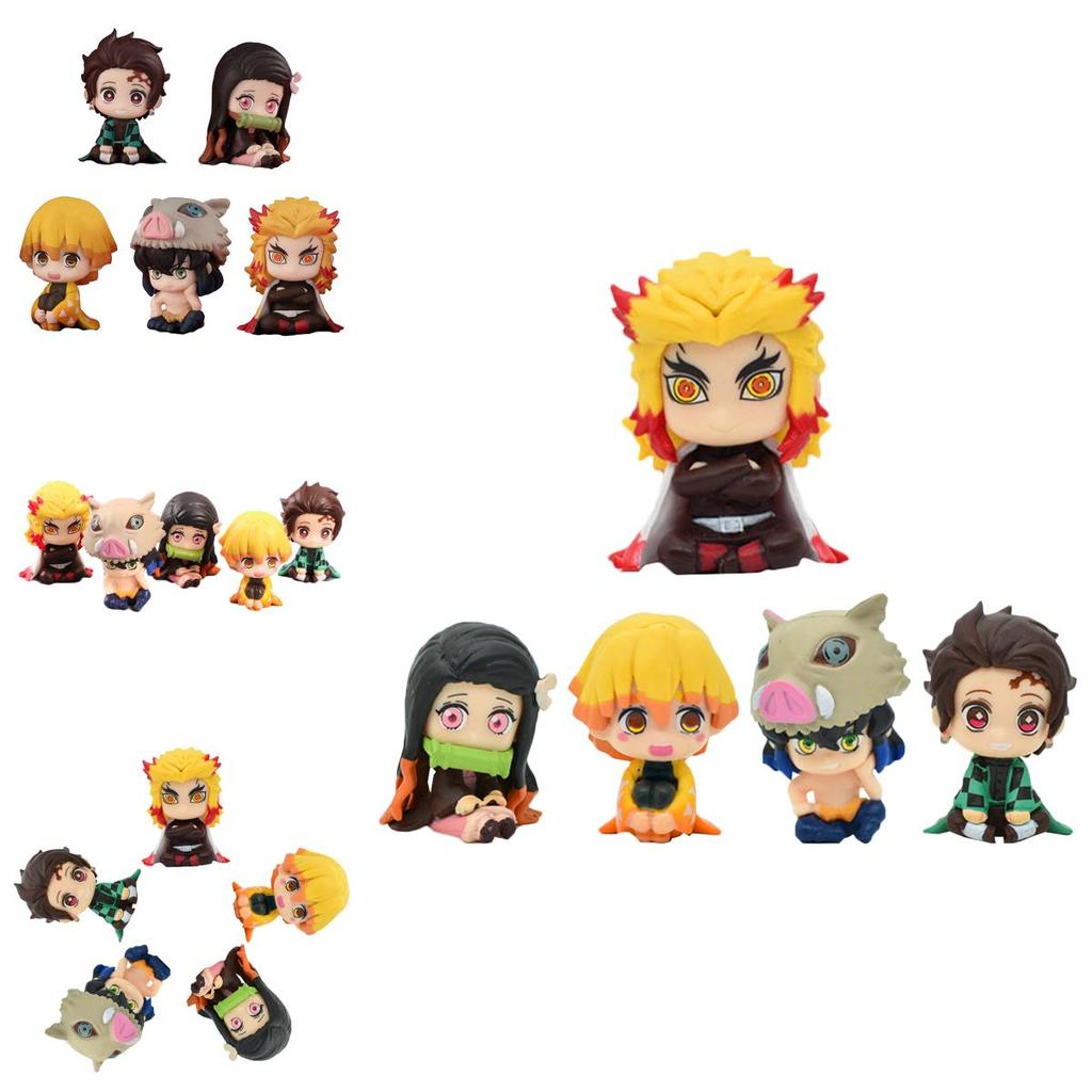 Adorable 5pcs Set Of Demon Slayer Doll Ornaments Including Rengoku Kyoujurou For Fans