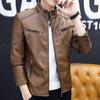 Men Jacket Stand Collar Vintage Biker Coat Men Durable Spring Autumn Warm Coat for Outdoor Daily Wear