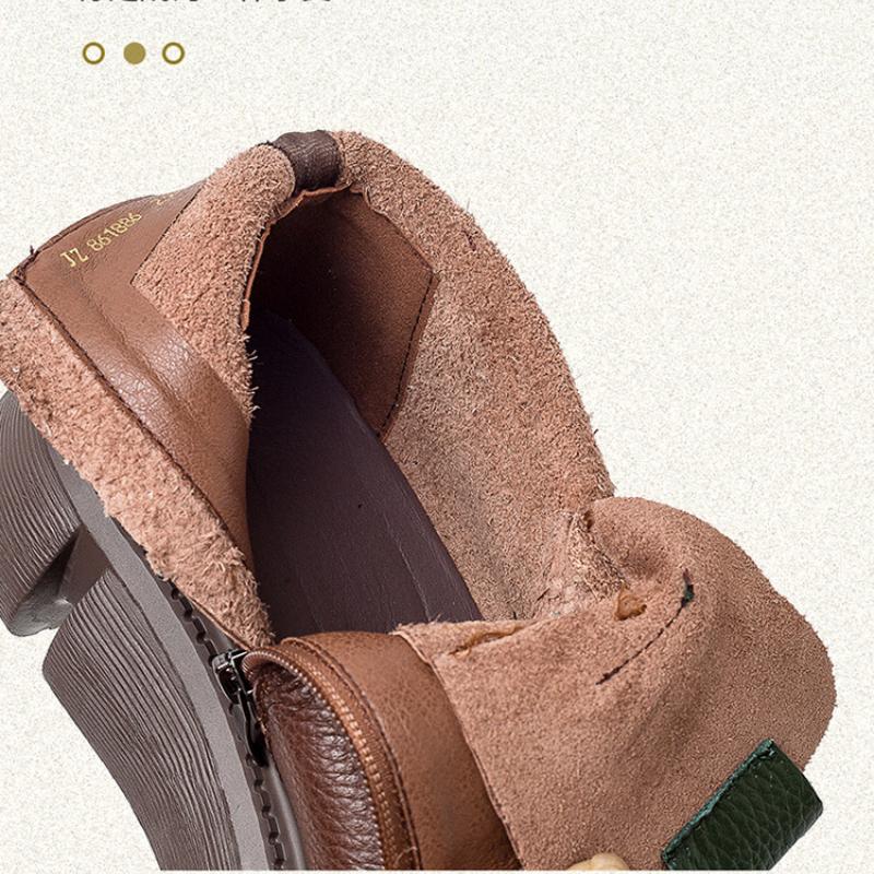 Johnature 2023 Autumn Winter New Retro Short Boots Women Genuine Leather Mixed Colors Thick Soled Versatile Platform Shoes