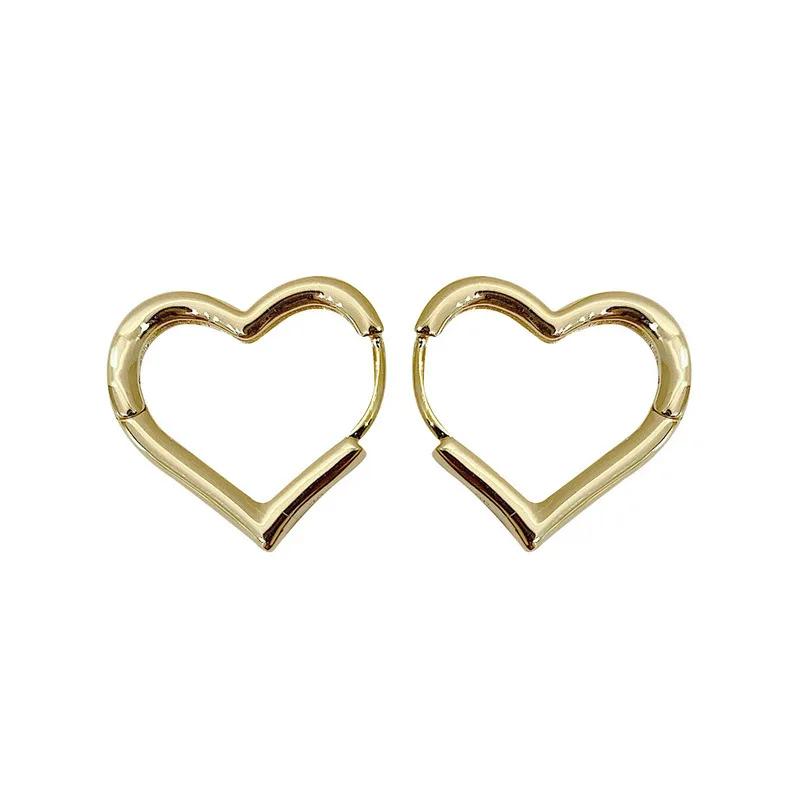 Fashion Simple Design Silver Color Hollow Heart Hoop Earrings for Women Cute Stainless Steel Gold Color Earrings Jewelry Gifts