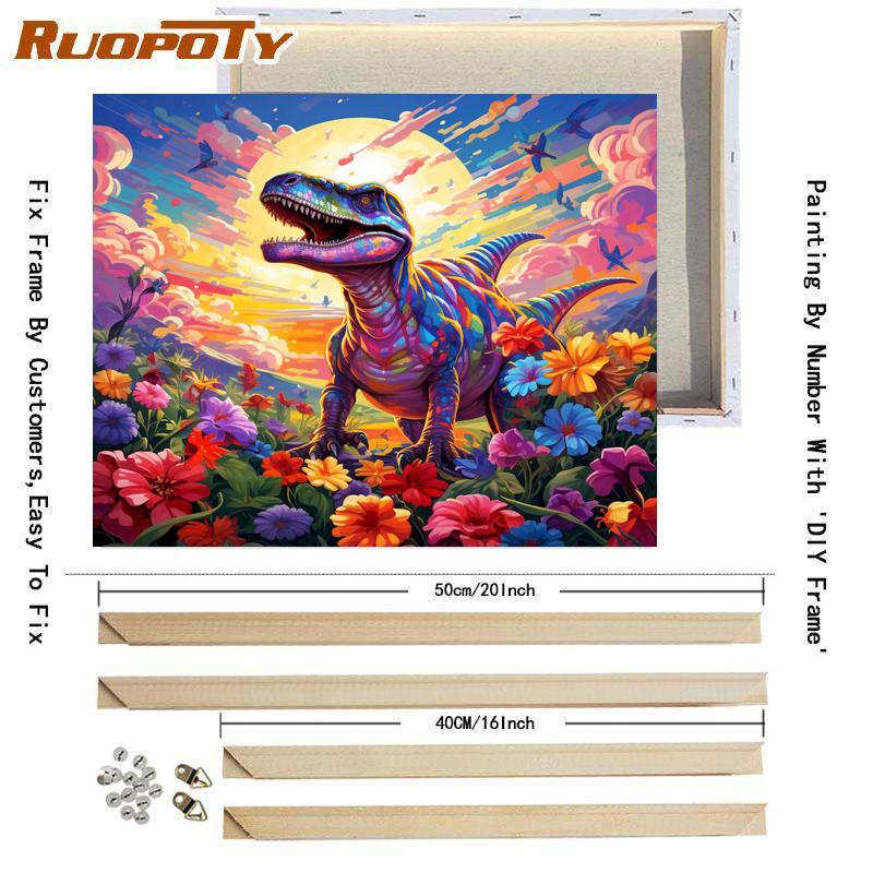 

RUOPOTY Diy картина по номерам 40x50 см наборы динозавров с рамкой для взрослых акриловая картина на холсте ручная роспись для подарка своими руками 40x50cm Diy Frame