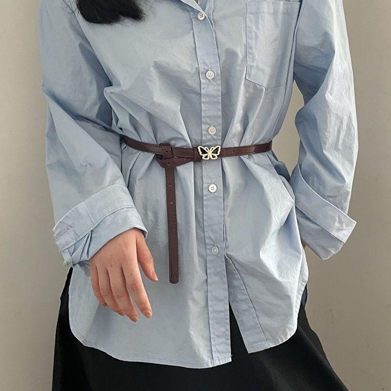 Womens Slim Stylish Waist Belt For Summer Outfits With Smooth Buckle In Black Burgundy And