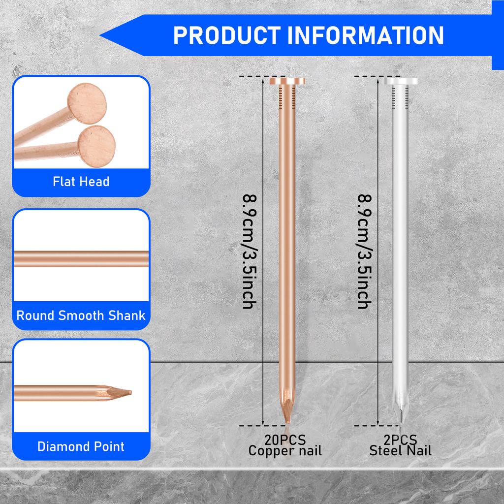 15/20 Pcs Copper Nail for Killing Trees Stumps and Roots Heavy Duty Rustproof Copper Nail Spike Tree Root Killer for Gardening