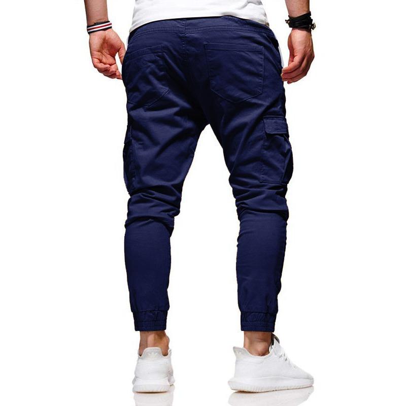 Men Solid Drawstring Loose Casual Athletic Long Jogger Pants