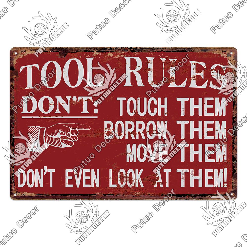 Putuo Decor My Rules Tin Sign Retro Plaque Metal Plate Vintage Wall Art Poster Decortive for Garage Man Cave Club Bar Home
