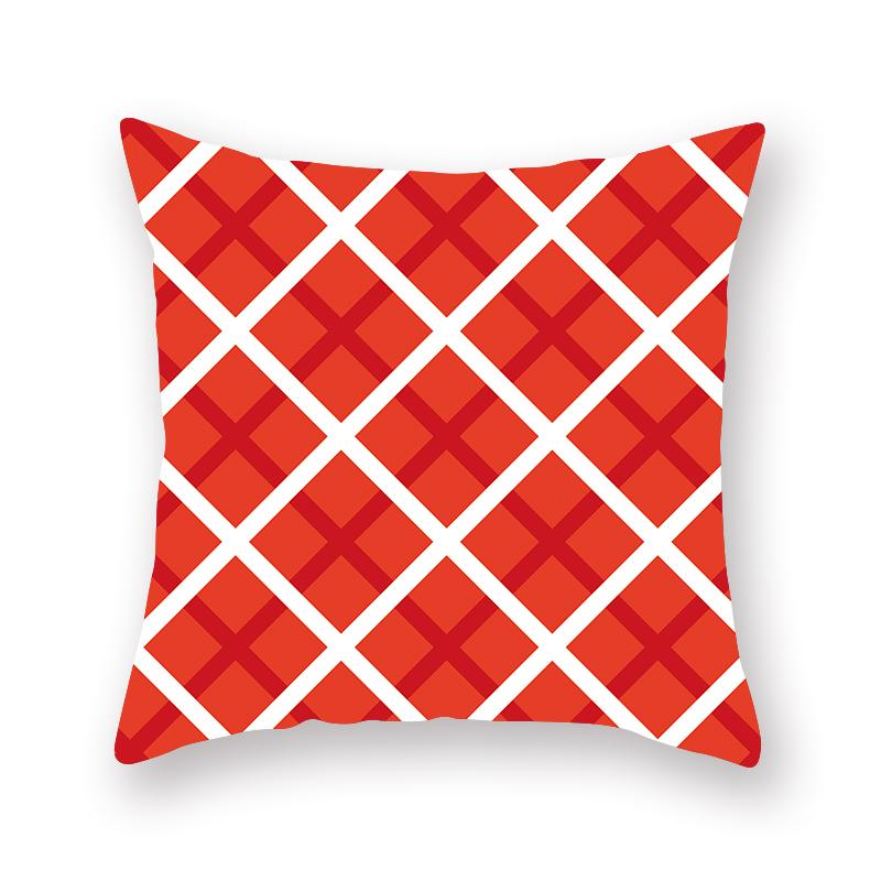 Simple Red Geometric Printing Pattern Cushion Cover Home Living Room Sofa Decoration Square Polyester Pillow