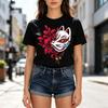 Japanese Fox Mask Tee Red Flower Art Print Unisexs Casual Short Sleeve T Shirt Unisex 100Cotton Harajuku Oversized Tee