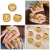 18K Gold Plated Stainless Steel Hollow Ring – Exaggerated Design, Fashionable, Versatile European & American Jewelry