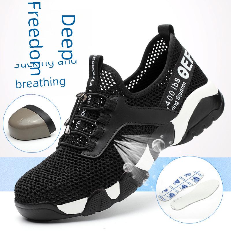 Men's Lightweight Safety Work Shoes: Anti-Smash, Anti-Puncture, Breathable, Non-Slip, Wear-Resistant.