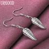 925 Sterling Silver Fashion Leaf Pendant Earrings Wedding Jewelry